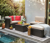 LACOO 5 Pieces Patio Sectional Set PE Rattan Outdoor All-Weather Wicker Conversation Set with Table