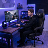 Vyrox Gaming Chair with Adjustable Lumbar Support and Footrest, Ergonomic High Back Reclining Computer Chair, Black
