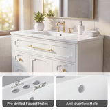 Homall 36'' Bathroom Vanity with Ceramic Sink, Freestanding Bathroom Cabinet with 5 Drawers & 1 Door, Modern Bathroom Vanity