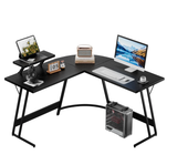 Homall L-Shaped Gaming Desk 51.2 Inches Corner Office Gaming Desk Removable Monitor Riser Desk with LED Strip & Power Outlets, Black