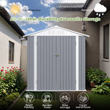 Homall 4' x 6' Mental Outdoor Storage Shed with Sloping Roof and Lockable Door, for Backyard & Garden, Gray