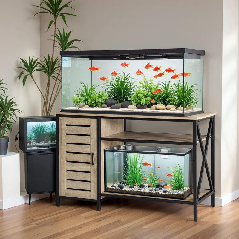 Homall 55 - 75 Gallon Fish Tank Stand with Power Outlets Aquarium Stand with Wooden Cabinet Storage