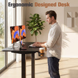 Homall 39.4" Electric Height Adjustable Standing Desk, Sit-Stand Home Office Desk with Cable Management, Cup Holder & Side Hook