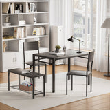 Homall Dining Table and 2 Chairs for 4 with Bench,4 Pices Indoor Outdoor Kitchen Living Room Furniture Garden Desk Set, Grey