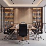 Vyrox Modern Office Chair, Mid-Back Faux Leather Swivel Reception & Conference Chair， Ergonomic Swivel Chair with Arms