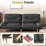 Homall Futon Sofa Bed with Adjustable Backrest & Five Angles Adjustable Armrests Sofa Couch for Small Spaces Living Room Office,PU Black