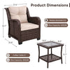 Lacoo 3-Piece Outdoor Patio Furniture Set – 2 Rattan Chairs with Tempered Glass Side Table, Weather-Resistant PE Wicker