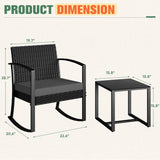 Homall 3 Pieces Patio Bistro Chairs Set, Outdoor PE Rattan Chairs with Cushions and Coffee Table Conversation Set