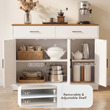 Homall Coffee Bar Cabinet, Freestanding Kitchen Sideboard Buffet Storage Cabinet with 2 Drawers & 3 Doors, Storage Cabinet with Adjustable Shelves for Dining Room Living Room