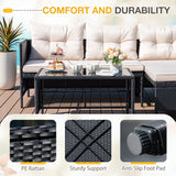 Lacoo 3 Pieces Patio Furniture Conversation Set All-Weather Wicker Rattan Outdoor Furniture Set with Tempered Glass Coffee Table for Backyard