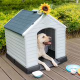 Homall Dog Kennel Plastic Dog House Indoor Outdoor for Large Dogs, 30 inch All Weather Doghouse Puppy Shelter with Air Vents, Elevated Floor Ventilate