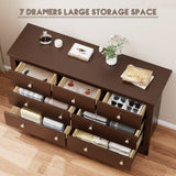 Homall 7 Drawer Double Dresser Equipped with an Anti-Toppling Device, Modern Wood Chest of Drawer for Living Room Bedroom