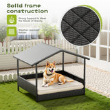 Homall Outdoor&Indoor Wicker Dog House with Removable Cushion Dog Shelter Dog Bed with Canopy Raised Dog Bed for Small/Medium Dogs