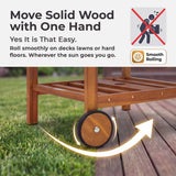 Homall 5-Piece Foldable Solid Wood Dining Table and Chair Set, Round Solid Wood Dining Cart and Chairs with Umbrella Hole , Light Brown