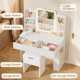 Homall Vanity Desk with Mirror, 3 Modes LED Lights and USB Power Outlet, Makeup Vanity Table with 6 Storage Shelves and 7 Drawers for Dressing Room Bedroom