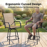 Homall 2-Piece Beige Bar Height Patio Stools – 360° Swivel Textilene Outdoor Chairs, Weather-Resistant Steel Frame for Balcony, Garden & Poolside