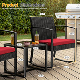Homall 3 Pieces Patio Bistro Chairs Set, Outdoor PE Rattan Chairs with Cushions and Coffee Table Conversation Set