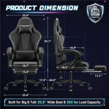 Vyrox PU Leather Gaming Chair with Massage Lumbar Support, Ergonomic High Back Computer Gamer Chair with Adjustable Footrest