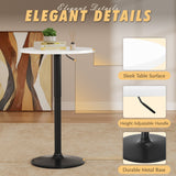 Homall 2 Pieces Bar Table Height Adjustable Bistro Pub Table Cocktail Round Table with Metal Base, White/Sliver