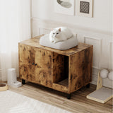 Homall Hidden Cat Litter Box Enclosure with Scratching Mat Multi-Functional Cat Litter Box Wooden Cat Washroom Furniture