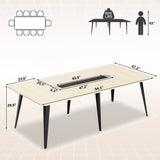 Homall 8ft Conference Table for 10, Modern Seminar Boardroom Table for Office Conference Room, Large Meeting Table with Cable Grommets, Walnut & Black