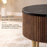 Homall 2-Piece Nesting Coffee Table Set, Round Coffee Tables with Hidden Drawer and Motion Sensor LED Light, Modern Living Room Tables with Storage and Metal Base, Walnut & Black