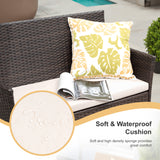 Lacoo 4 Pieces Patio Conversation Set Outdoor PE Rattan Wicker Chairs Set and Table