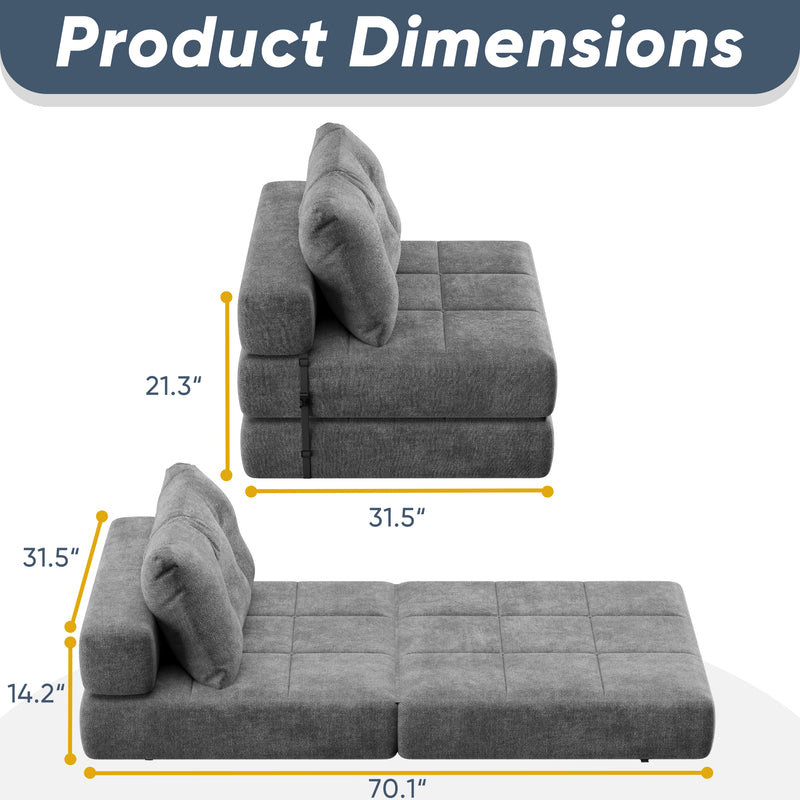 Homall Futon Sofa Bed Convertible Sleeper Chair Floor Couch with High Resilience Memory Foam Lazy Sofa for Living Room/Bedroom