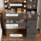 Homall Vanity Desk with Mirror, 3 Modes LED Lights and USB Power Outlet, Makeup Vanity Table with 6 Storage Shelves and 7 Drawers for Dressing Room Bedroom