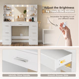 Homall Vanity Desk with Mirror and LED Lights, Makeup Vanity with 7 Drawers & 4 Shelves, Vanity Table with Power Outlet for Bedroom Dressing Room