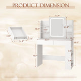Homall Vanity Desk with 3 Colors LED Lighted Mirror, Makeup Vanity with Storage Shelves and Drawers, Vanity Table Dressing Table for Bedroom