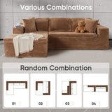 Homall 109" L-Shape Memory Foam Modular Sectional Sofa 3 Seat Oversized Upholstered Deep Seat Sofa Couch for Living Room,Bedroom and Apartment