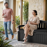 Homall 80 Gallon Plastic Storage Bench Made Of Durable Weatherproof Resin And Deck-Box Organized Storage Compartment For Outdoor Patios And Lawns