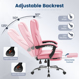 Vyrox Ergonomic Executive Office Chair with Massage Lumbar Support & Footrest, Reclining High Back Leather Office Chair with Padded Armrests, Adjustable Height Desk Chair