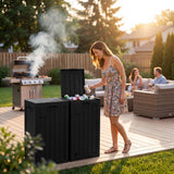 Homall 32 Gallon Outdoor Trash Can, Plastic Garbage Bin with Front Door & Lid, Heavy Duty Waterproof Waste Container for Outdoor