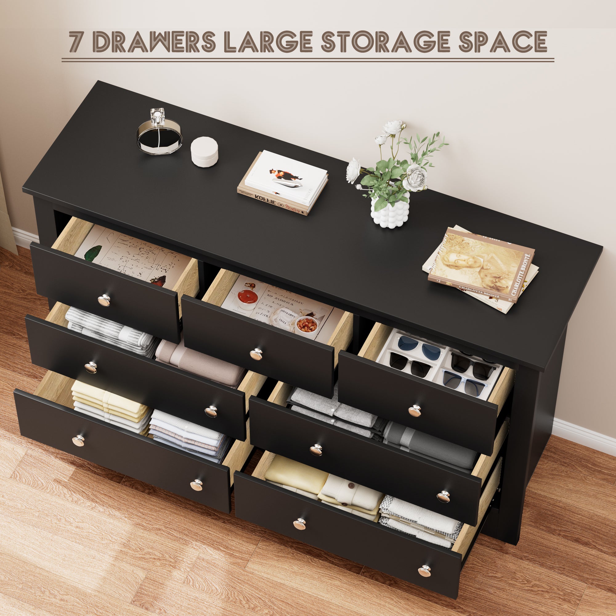 Homall 7 Drawer Double Dresser Equipped with an Anti-Toppling Device, – homalldirect Homall 7 Drawer Double Dresser Equipped with an Anti-Toppling Device, – homalldirect