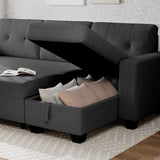 Homall Multi-Person Sofa Bed with Storage Space, Stretchable into Bed, 3 Seat Corduroy Sofa Bed