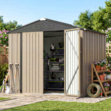 Homall 8 x 6 ft Outdoor Storage Shed, Durable Patio Metal Storage Shed with Floor Frame & Lockable Doors for Garden Backyard Lawn
