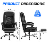 Vyrox Home Office Chair, High Back Executive Leather Desk Chair with Arms, Ergonomic Adjustable Swivel Computer Chair
