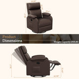 Homall 360° Massage Swivel Rocker Recliner Small Rocking PU Leather Chairs with Side Pockets for Small Spaces