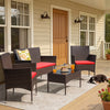 Homall 4 Pieces Outdoor Patio Furniture Brown PE Rattan Wicker Table and Chairs Set Backyard Poolside Garden Porch Sets with Cushioned