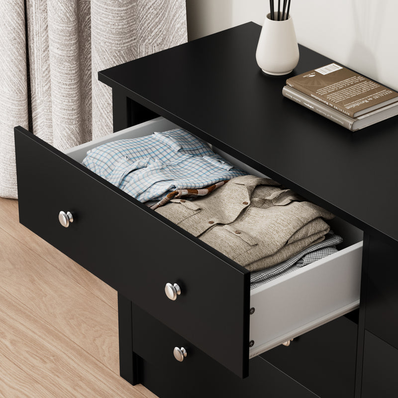 Homall Wood Dresser 6 Drawer Double Tier Dresser, Modern Wood Chest of Drawer for Living Room, Bedroom