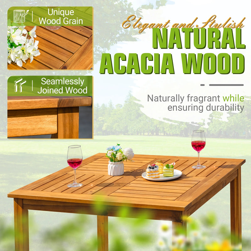 Homall Patio Furniture 5 Sets with 35.4" Square Acacia Wood Table and Chairs with Cushions,Burlywood