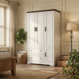 Homall 71" 3-Door Armoire Wardrobe Closet , Modern Storage Armoire with Drawers, Shelves & Hooks for Bedroom