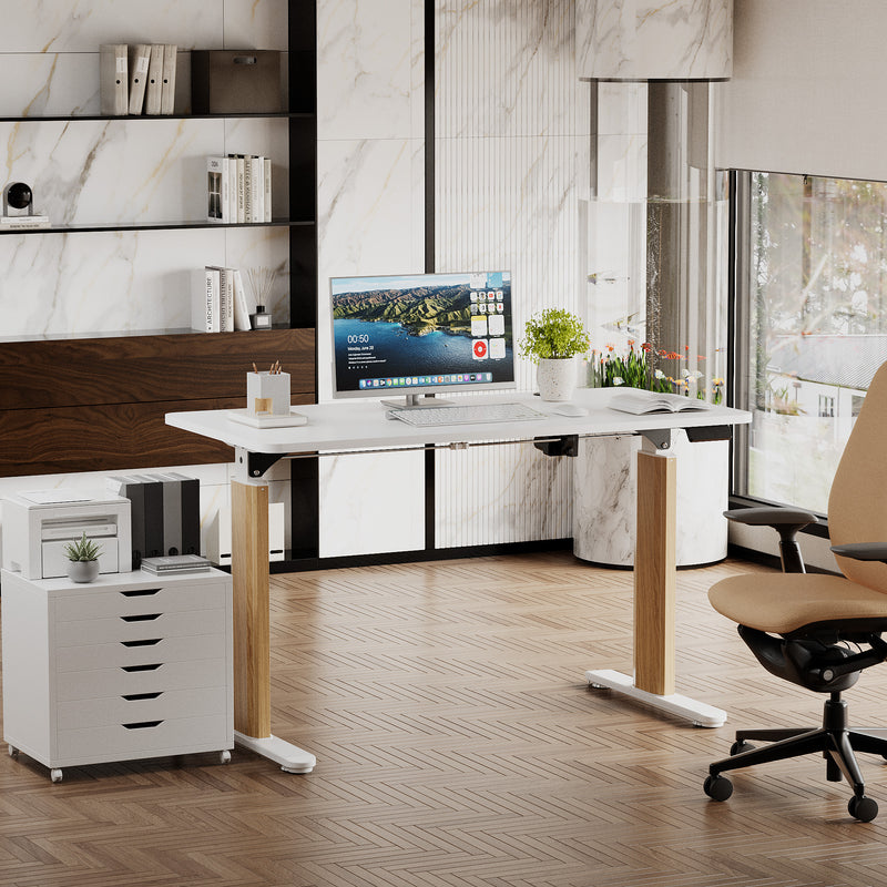 Homall Erogonomic Height adjustable Desk with Lift Range 28.7''--46.4'', Electric Office Home Computer Standing Table with Memory storage, White