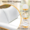 Homall 3-Piece Outdoor Conversation Set Patio Rattan Furniture Set with Cushions & Table,White