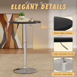 Homall 2 Pieces Bar Table Height Adjustable Bistro Pub Table Cocktail Round Table with Metal Base, White/Sliver