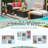 Homall Patio Sectional Set PE Rattan Outdoor All-Weather Wicker Conversation Set with Table, Beige