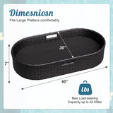 Homall 40×30×7in Rattan Floating Pool Tray Wicker Serving Tray for Food Drinks Floats for Spas Pool Parties
