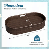 Homall 40×30×7in Rattan Floating Pool Tray Wicker Serving Tray for Food Drinks Floats for Spas Pool Parties